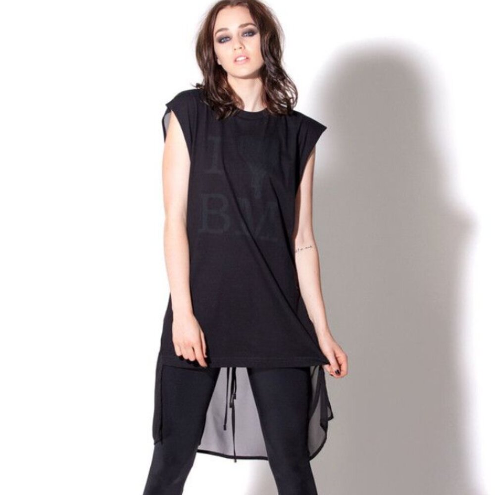 Black Milk I Heart BM Tie Top size OSFA